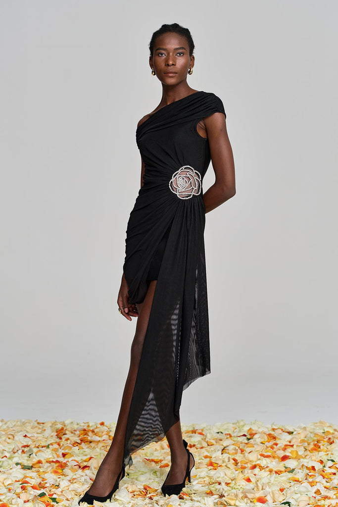 Alvina Ruch Asymmetric Flower Mini Dress - Stylish beautiful dress for special occasions | Buy Online