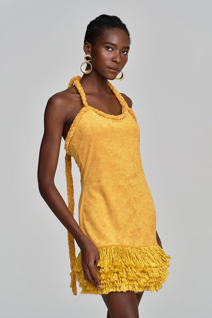 Stylish yellow dress | Alvis Bodycon Fringe Twist Knit Mini Dress In Yellow - Ideal for special occasions