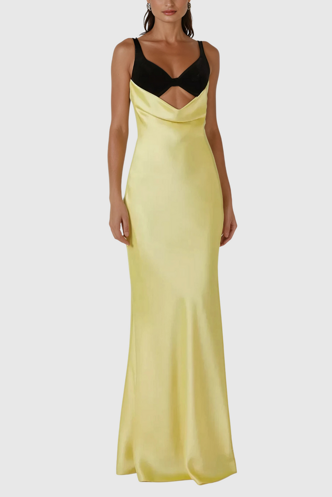 Alwyn Cutout Cowl Neck Satin Maxi Dress - Stylish beautiful dress for special occasions | Buy Online