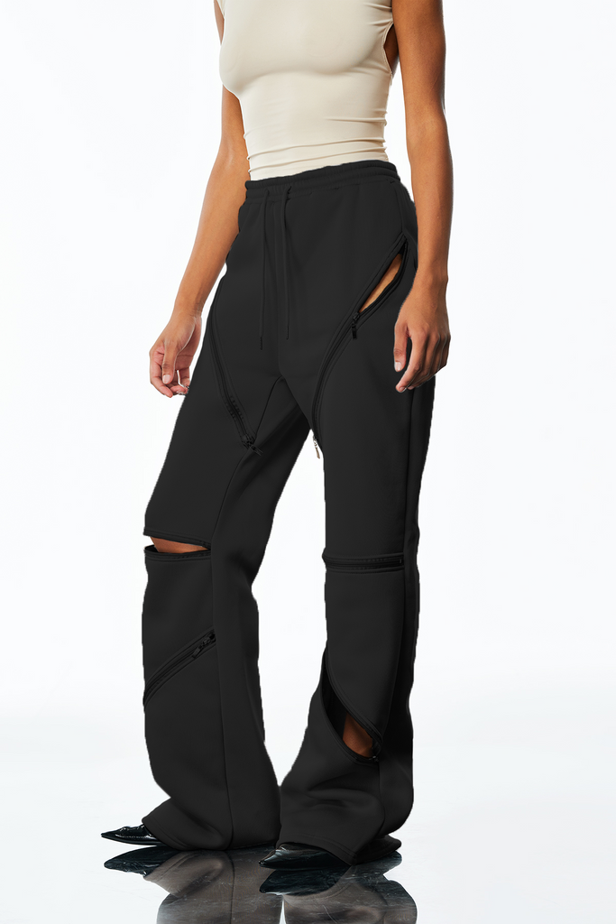 Stylish black dress | Amal Zipper Deconstruct Pants In Black - Ideal for special occasions