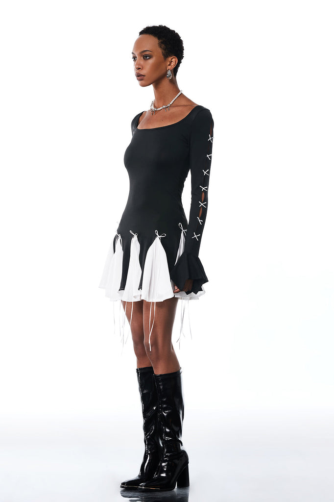 Stylish beautiful dress | Amarante Bow Ruffle Fringe Mini Dress - Ideal for special occasions