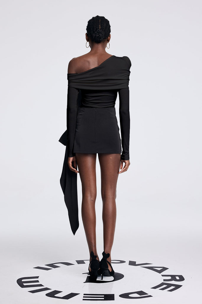 Amaya Deconstruct One Shouder Twist Top In Black - Stylish black dress for special occasions | Buy Online