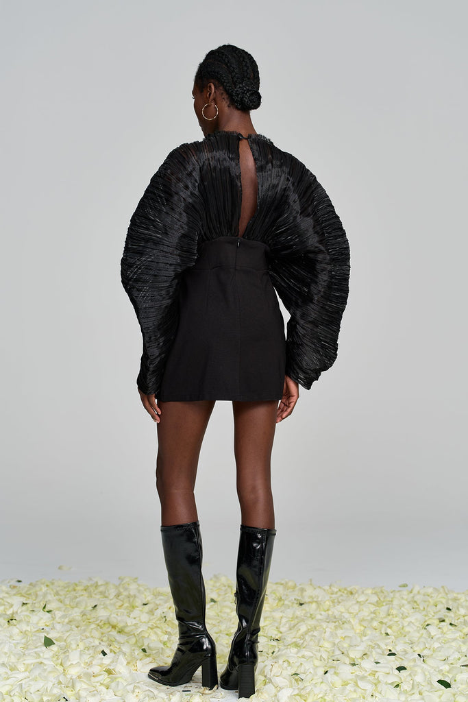 Amayeta Mesh Ruch Mini Dress - Stylish beautiful dress for special occasions | Buy Online