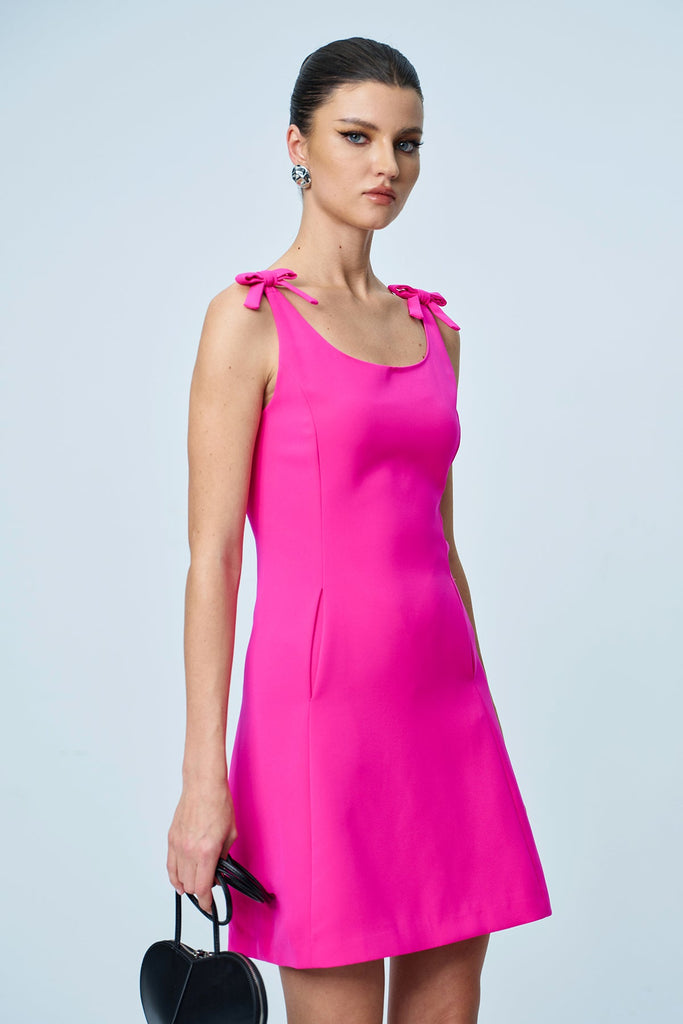 Amaziah Bow Sleeveless Mini Dress - Stylish beautiful dress for special occasions | Buy Online