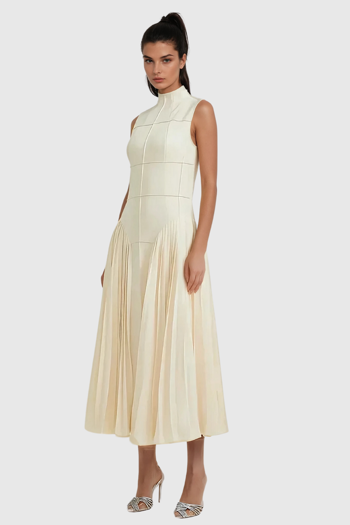 Stylish beautiful dress | Amberlin Sleeveless Ruch Midi Dress - Ideal for special occasions