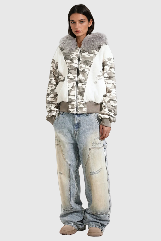 Shop  white dress - Perfect for special occasions | Ambler Camouflage Print Hooded Jacket In White