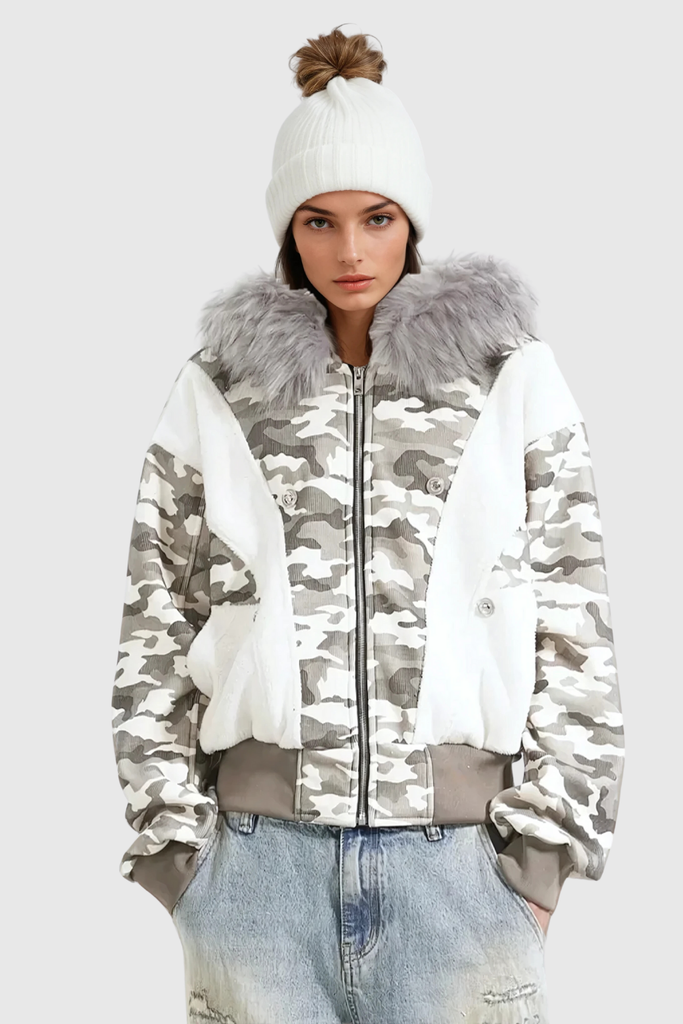 Shop  white dress - Perfect for special occasions | Ambler Camouflage Print Hooded Jacket In White