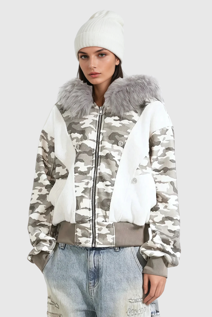 Shop  white dress - Perfect for special occasions | Ambler Camouflage Print Hooded Jacket In White