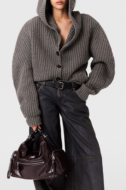 Ambra Ribbed Hooded Cardigan