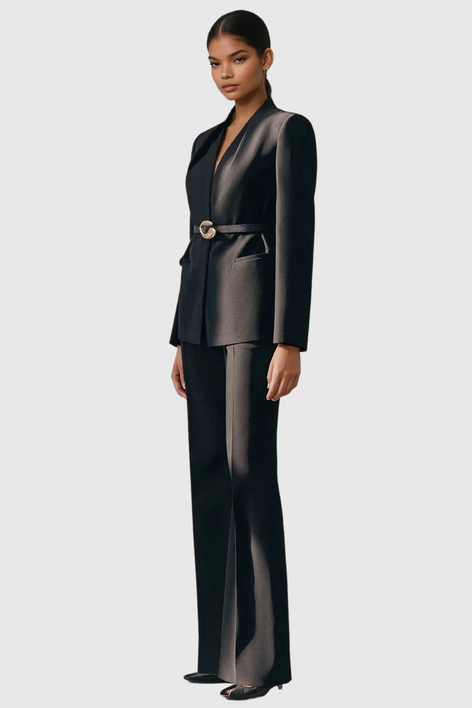 Shop  black dress - Perfect for special occasions | Ambrogio Plunge Buckle Pants Set In Black