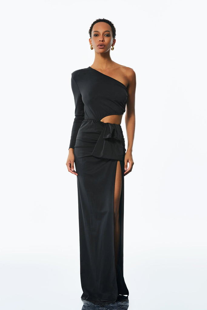 Ambrose One Shouder Ruch Cutout Maxi Dress - Stylish beautiful dress for special occasions | Buy Online