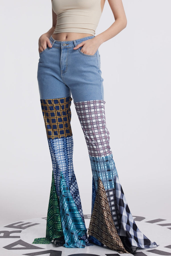 Amedeo Grid Ruffle Deconstruct Pants - Stylish beautiful dress for special occasions | Buy Online