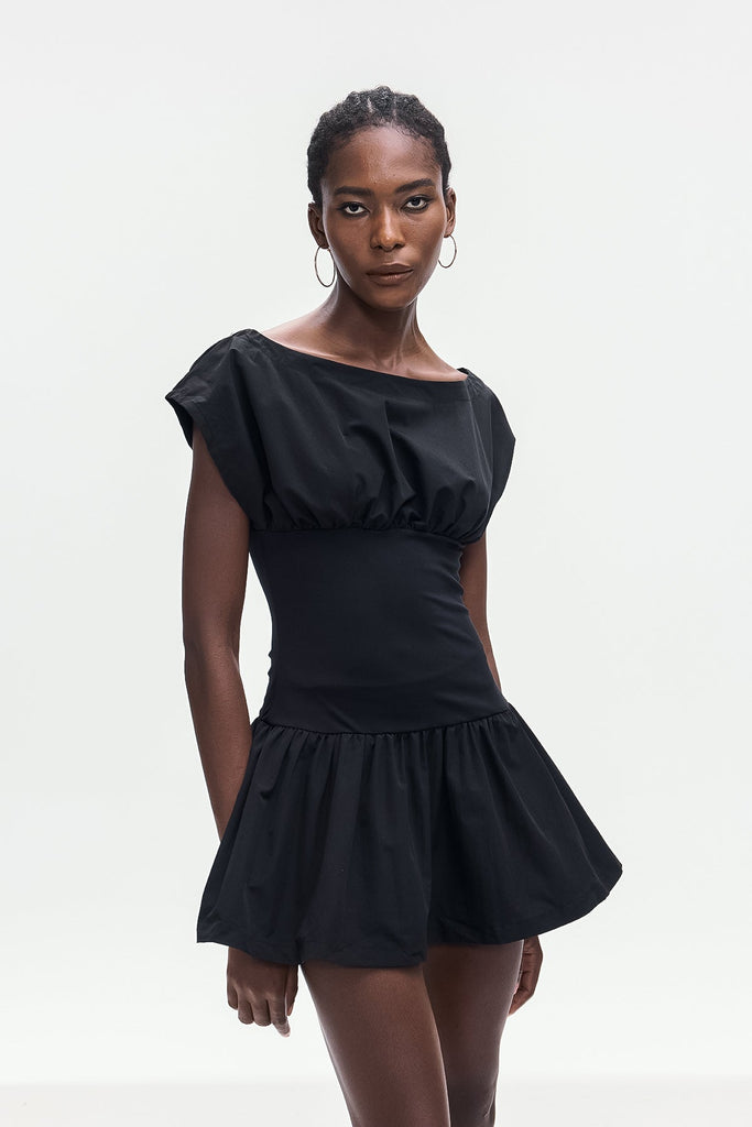 Shop  black dress - Perfect for special occasions | Amery Ruch Ruffle Deconstruct Mini Dress In Black