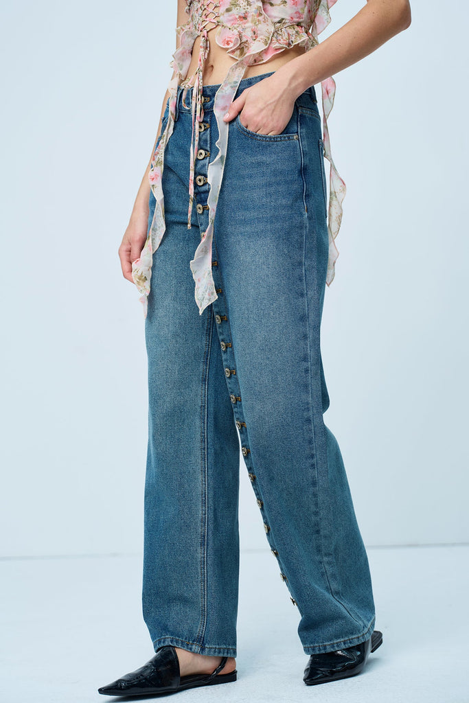 Stylish beautiful dress | Amias Deconstruct Button Jeans - Ideal for special occasions