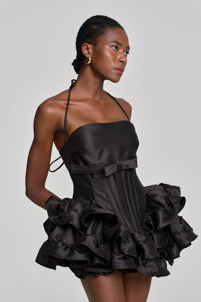 Shop  beautiful dress - Perfect for special occasions | Amiela Corset Lace Up Ruffle Mini Dress