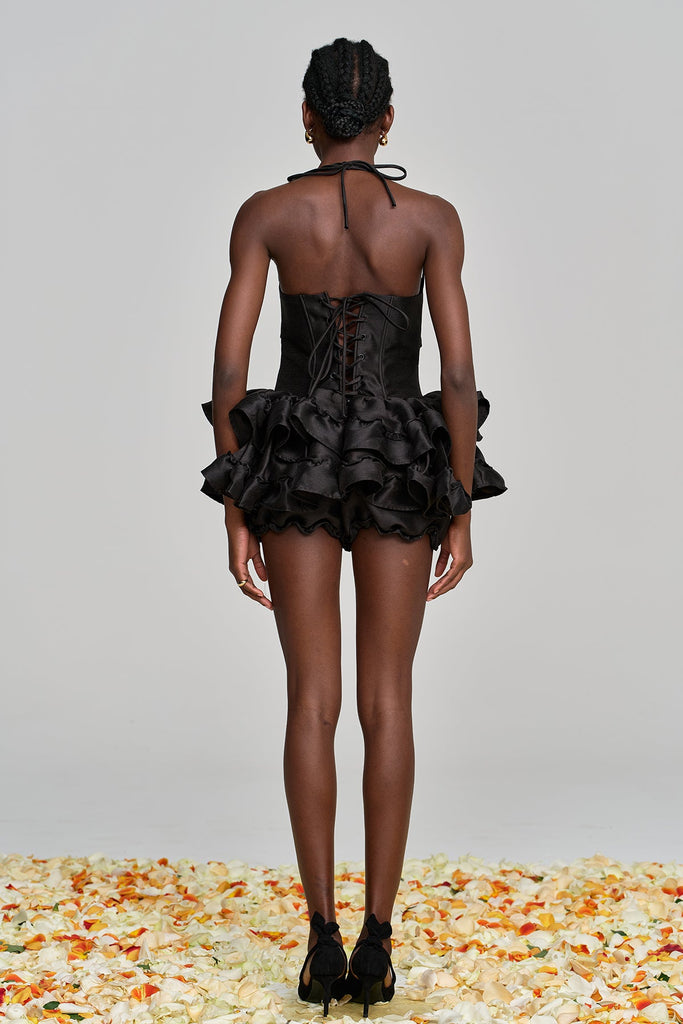 Shop  beautiful dress - Perfect for special occasions | Amiela Corset Lace Up Ruffle Mini Dress