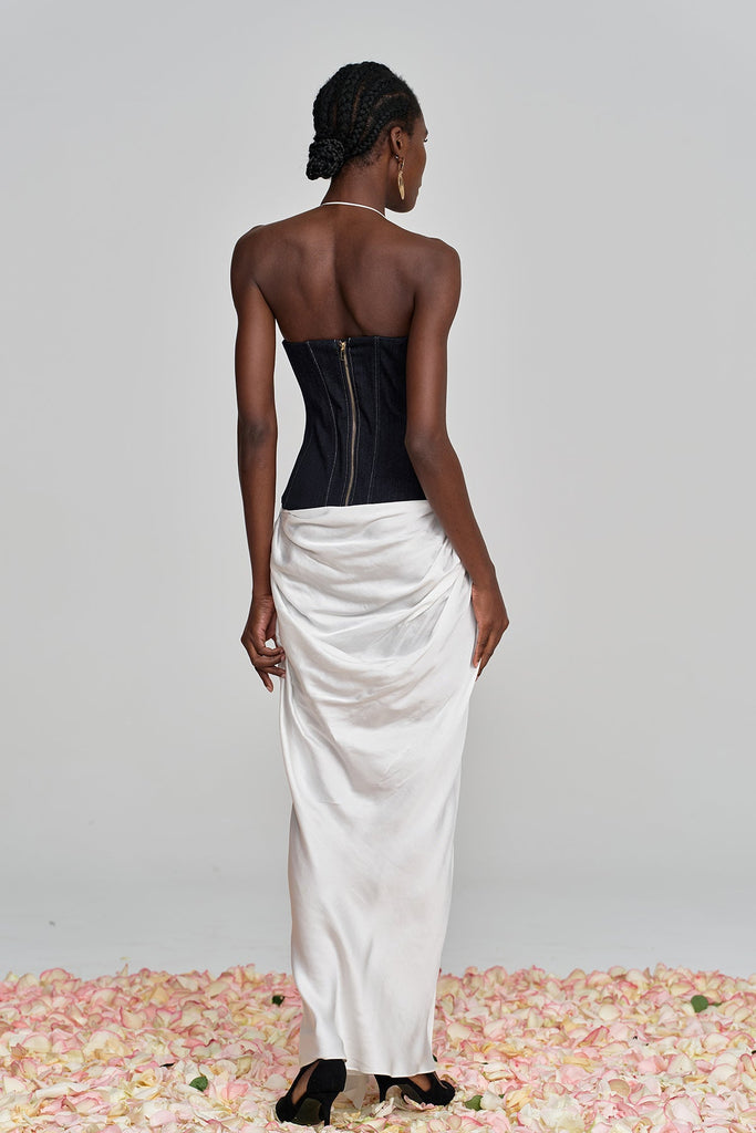 Stylish beautiful dress | Aminia Halter Neck Ruch Deconstruct Maxi Dress - Ideal for special occasions