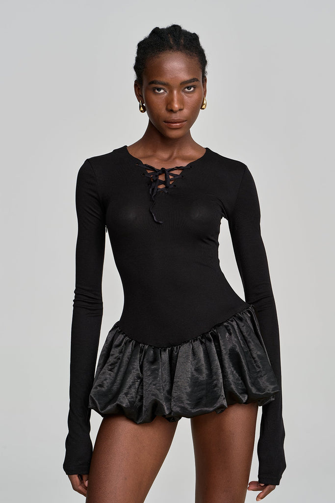 Shop  beautiful dress - Perfect for special occasions | Aminta Lace Up Cutout Ruffle Mini Dress