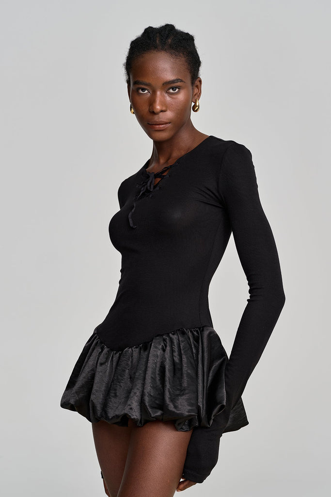 Aminta Lace Up Cutout Ruffle Mini Dress - Stylish beautiful dress for special occasions | Buy Online