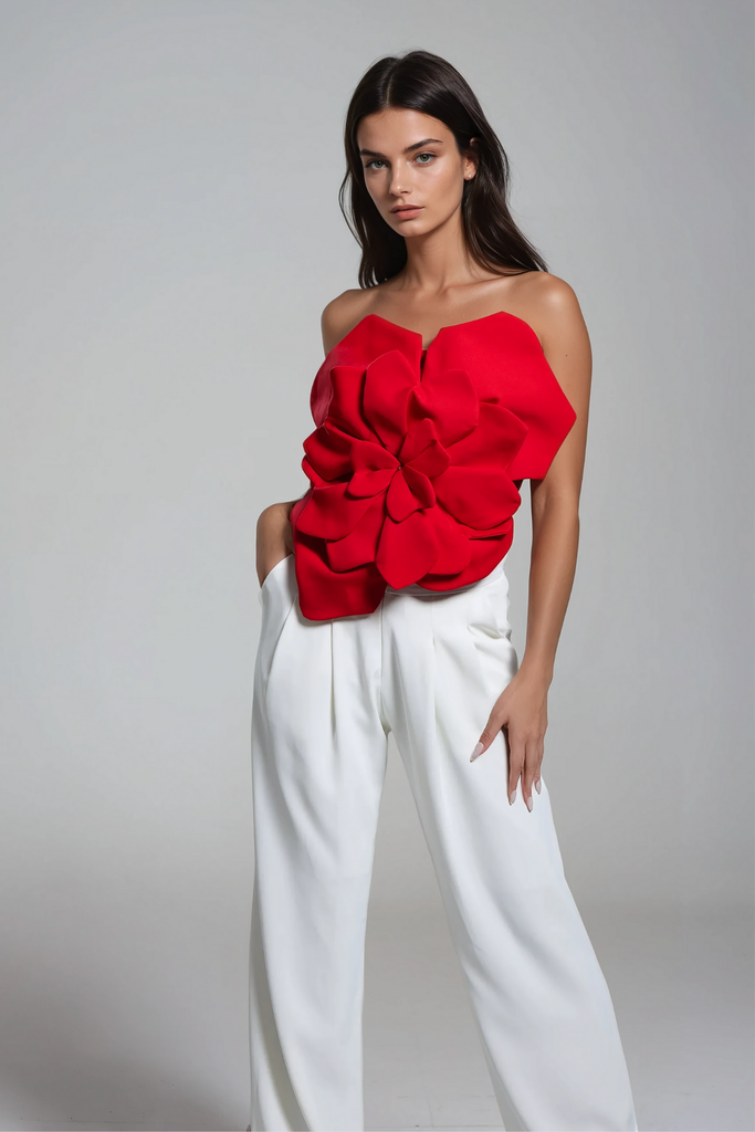 Stylish red dress | Amiri Flower Off Shoulder Top In Red - Ideal for special occasions