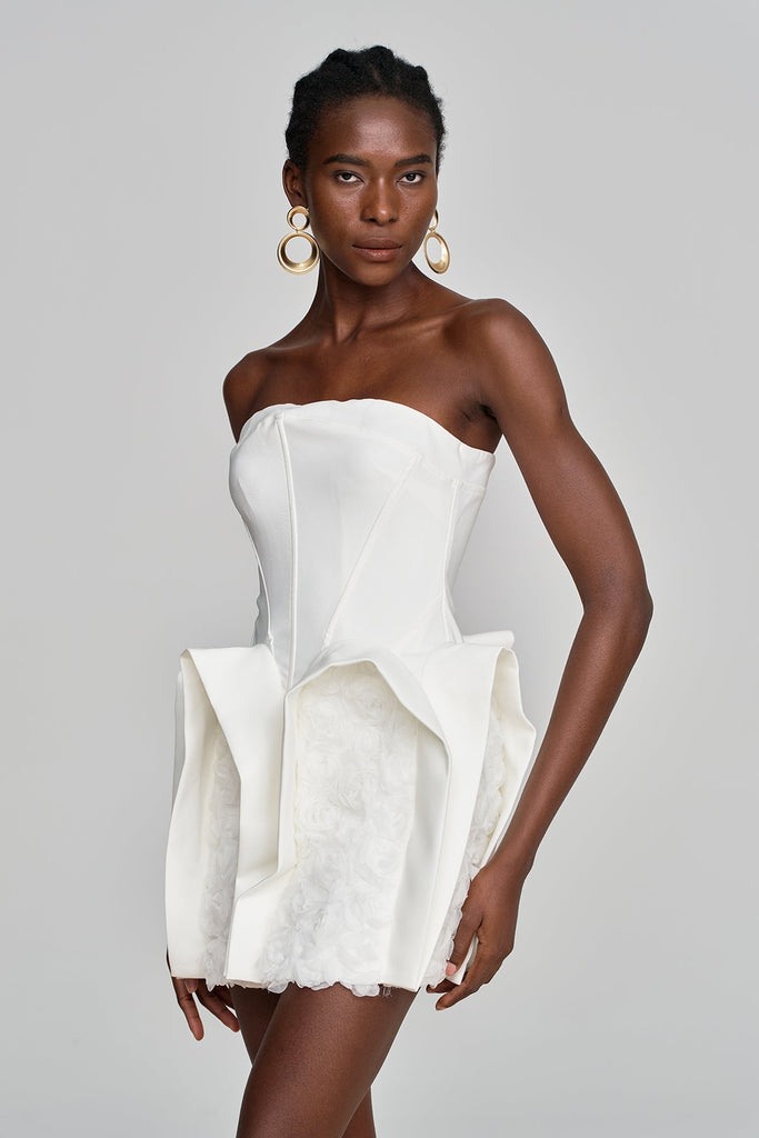 Shop  beautiful dress - Perfect for special occasions | Amma Strapless Deconstruct Flower Mini Dress