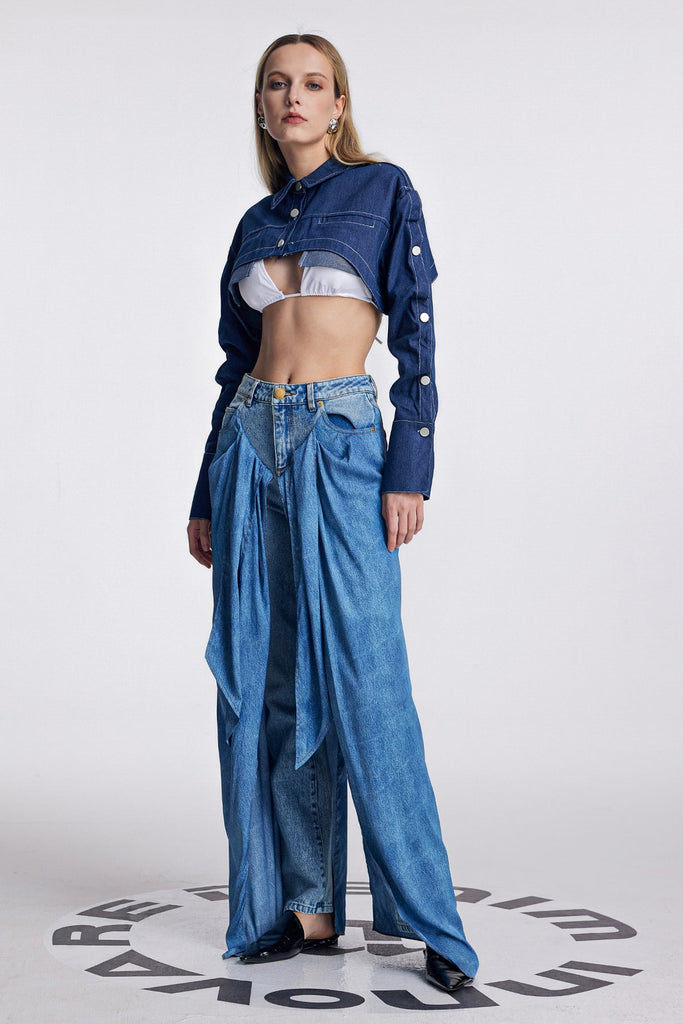 Anah Deconstruct Denim Short Jacket - Stylish beautiful dress for special occasions | Buy Online