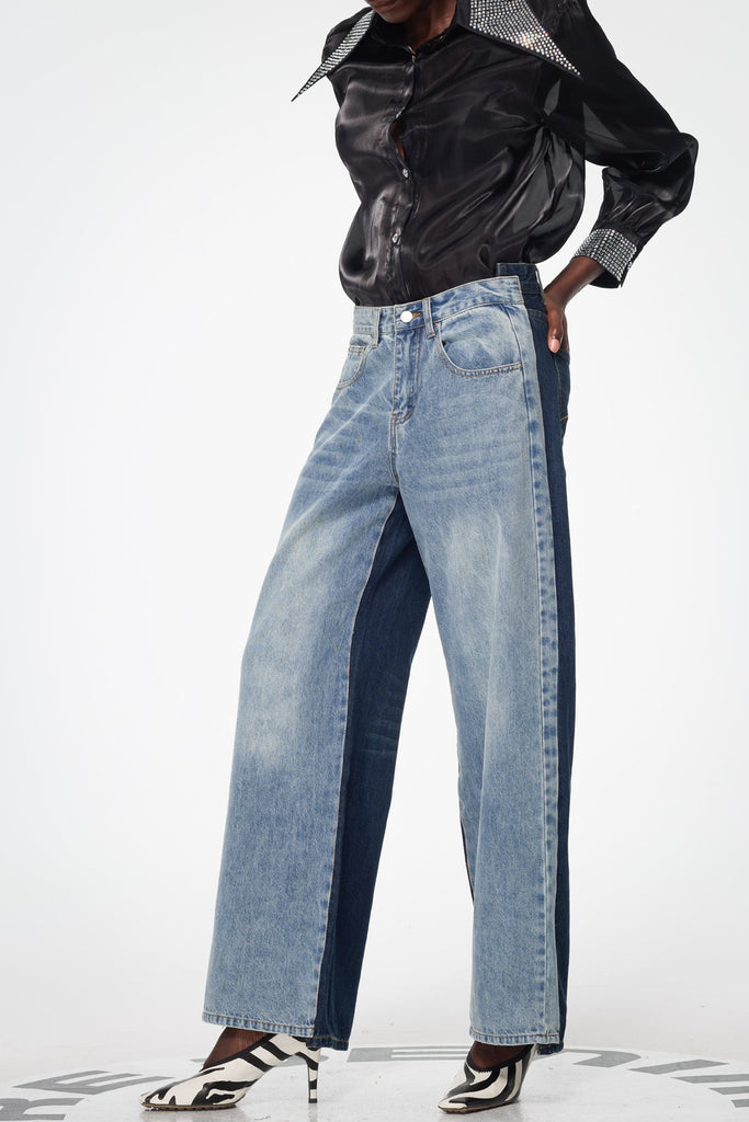 Anane Deconstruct Wide Jeans In Blue - Stylish blue dress for special occasions | Buy Online