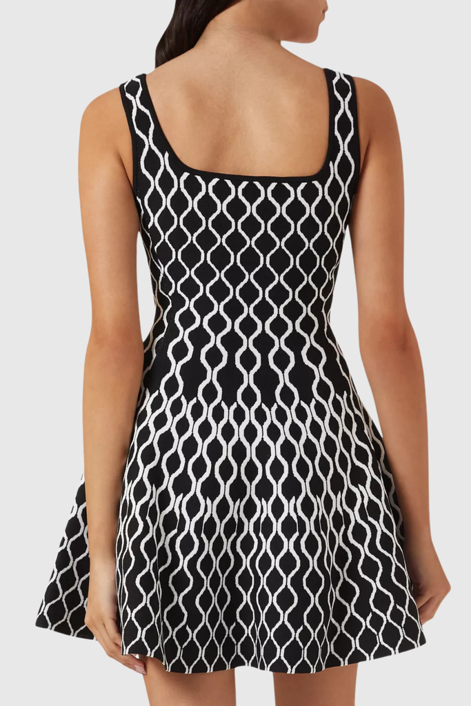 Stylish beautiful dress | Anas Grid Sleeveless Ruffle Knit Mini Dress - Ideal for special occasions