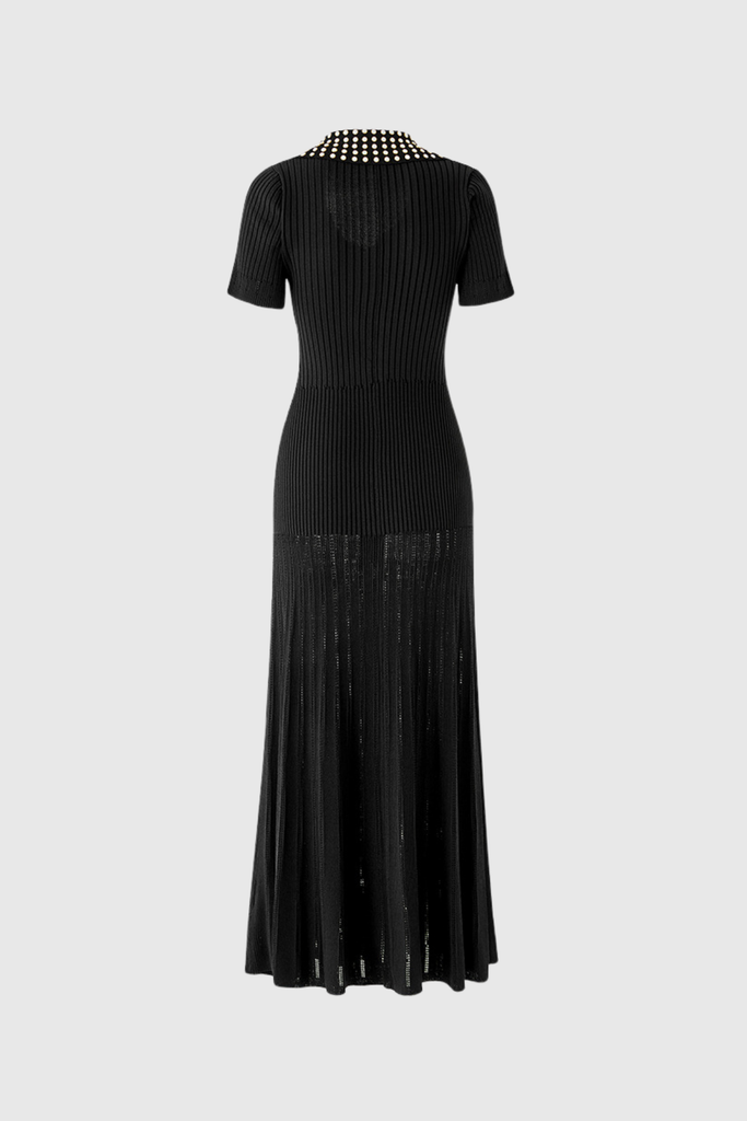 Anastacia Embellished Lapel Knit Maxi Dress - Stylish beautiful dress for special occasions | Buy Online