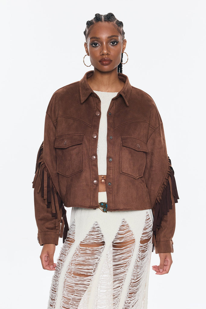 Stylish beautiful dress | Anastasia Fringe Suede Short Jacket - Ideal for special occasions