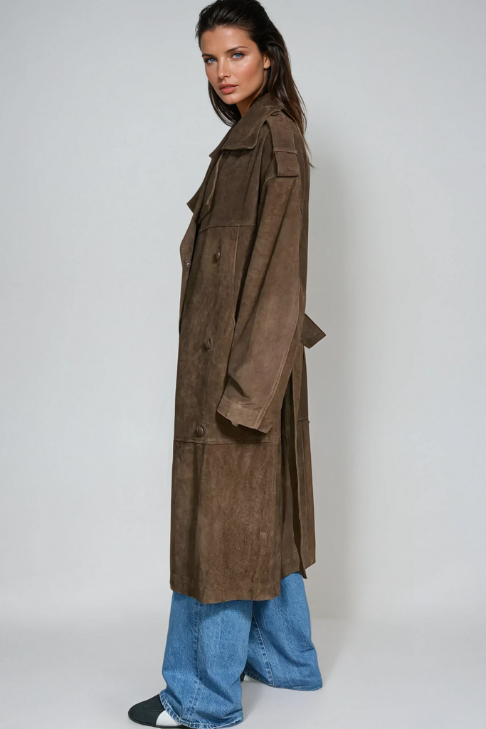 Stylish beautiful dress | Anastazja Lapel Lace Up Suede Coat - Ideal for special occasions