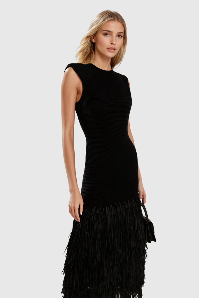 Anatoliy Fringe Backless Maxi Dress - Stylish beautiful dress for special occasions | Buy Online