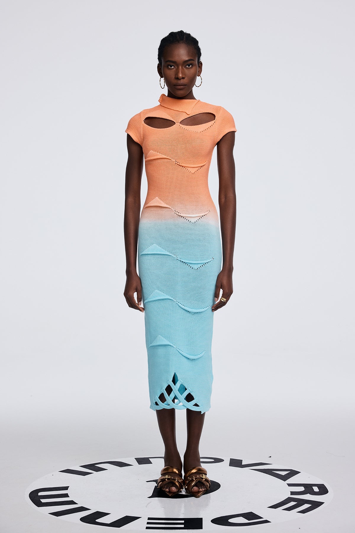 Anavia Cutout Asymmetric Ombre Maxi Dress