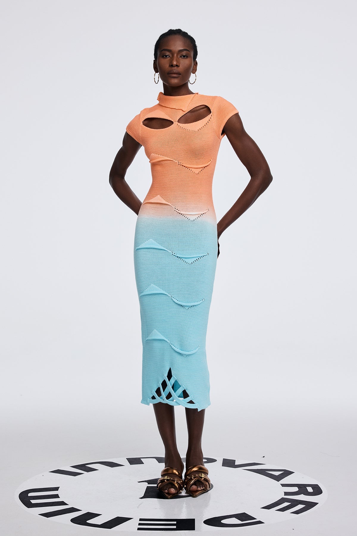 Anavia Cutout Asymmetric Ombre Maxi Dress