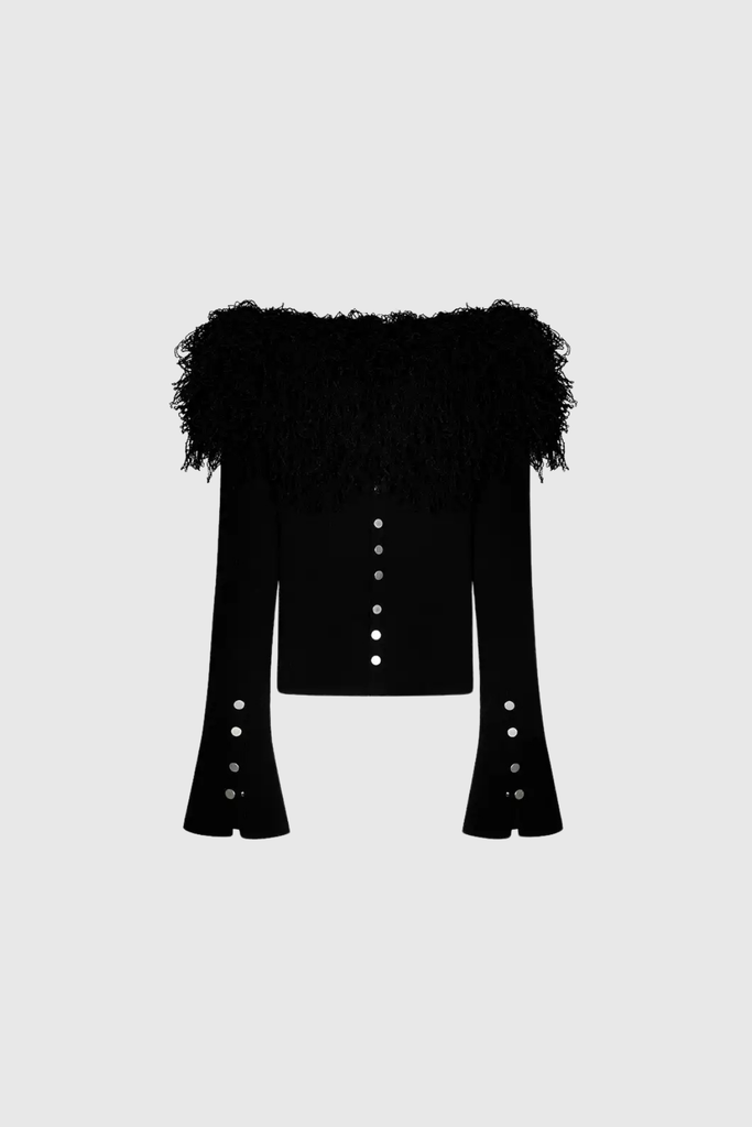 Stylish beautiful dress | Andarta Off Shoulder Fringe Button Top - Ideal for special occasions