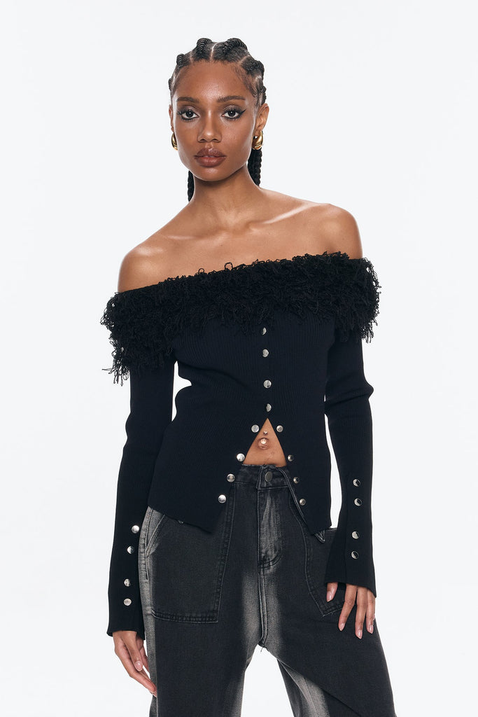 Shop  beautiful dress - Perfect for special occasions | Andarta Off Shoulder Fringe Button Top