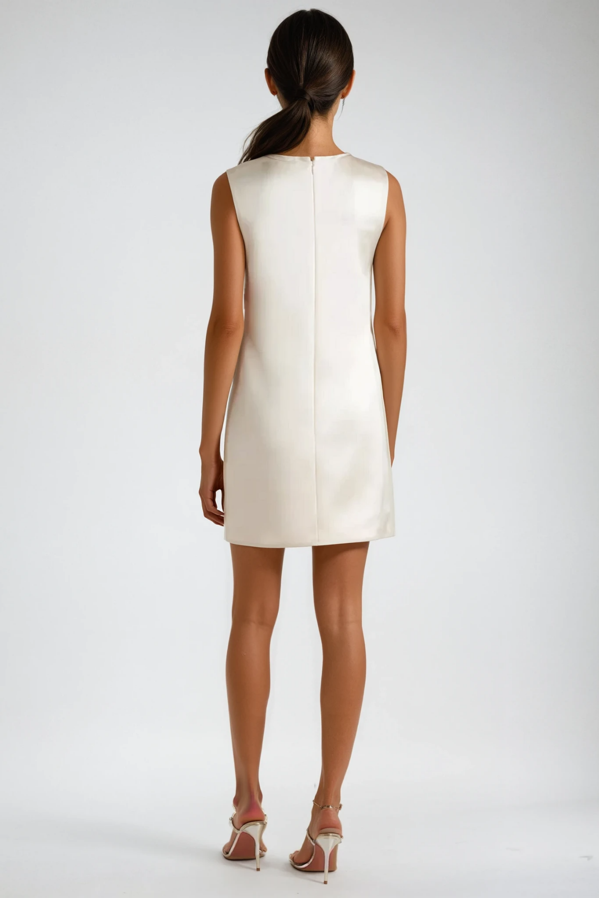 Andeana Flower Sleeveless Satin Mini Dress
