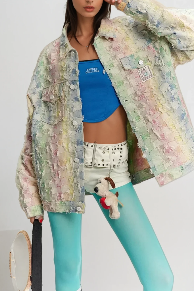 Shop  beautiful dress - Perfect for special occasions | Andoni Hayley Grid Denim Jacket