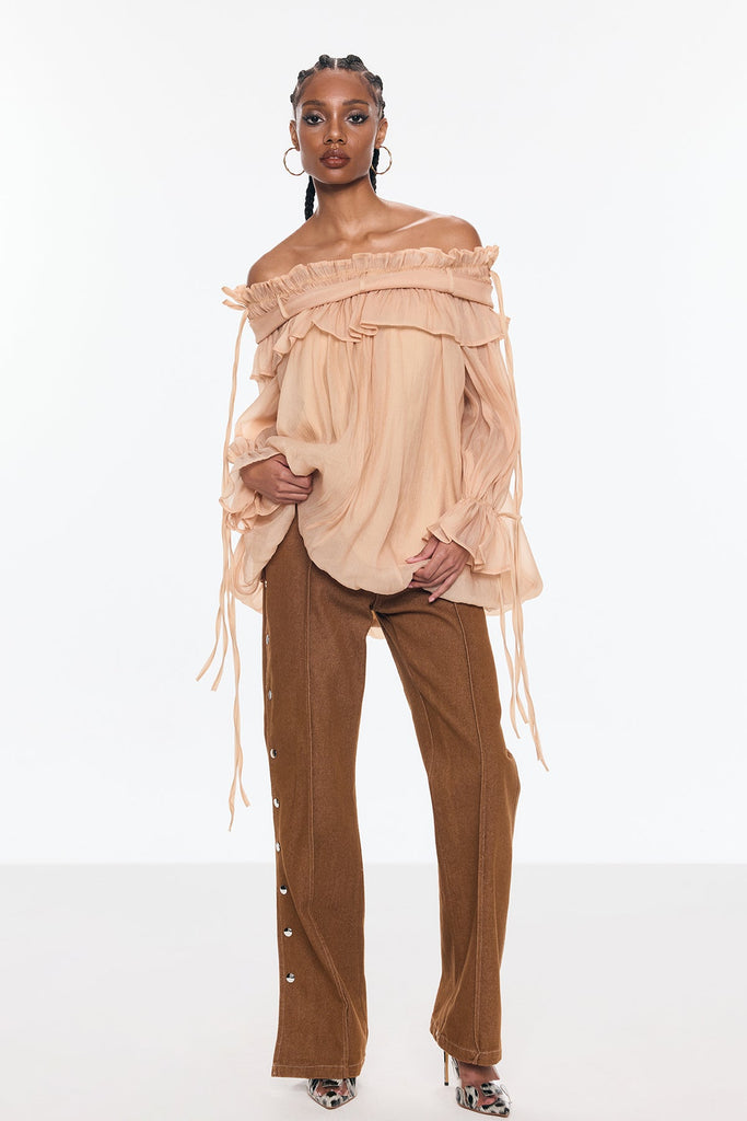 Shop  beautiful dress - Perfect for special occasions | Aneirin Off Shoulder Mesh Ruffle Top