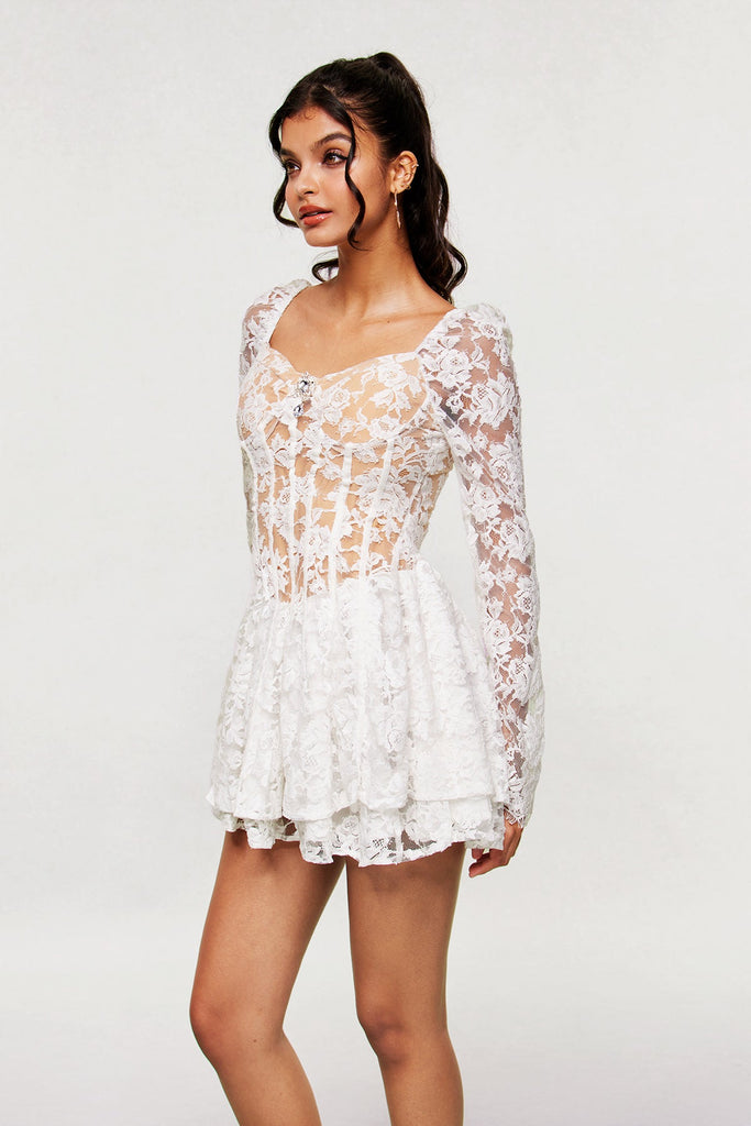 Stylish beautiful dress | Aneko Lace Ruffle Mini Dress - Ideal for special occasions