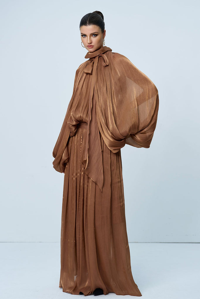 Shop  beautiful dress - Perfect for special occasions | Anima Ruch Lace Up Balloon Sleeve Maxi Dress