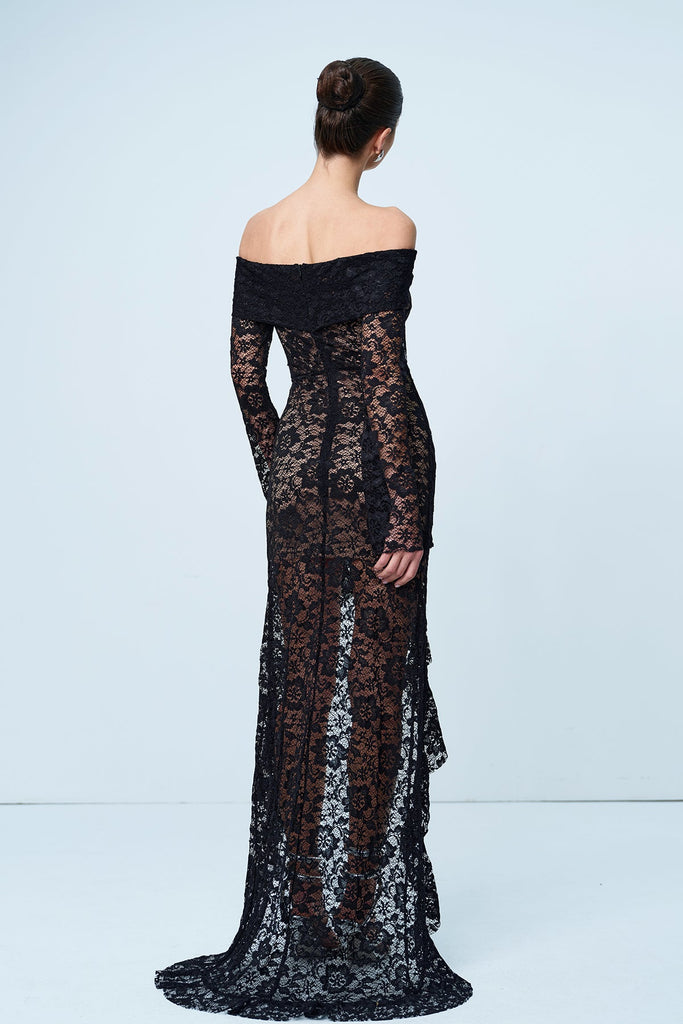 Anker Lace Off Shoulder Split Maxi Dress - Stylish beautiful dress for special occasions | Buy Online