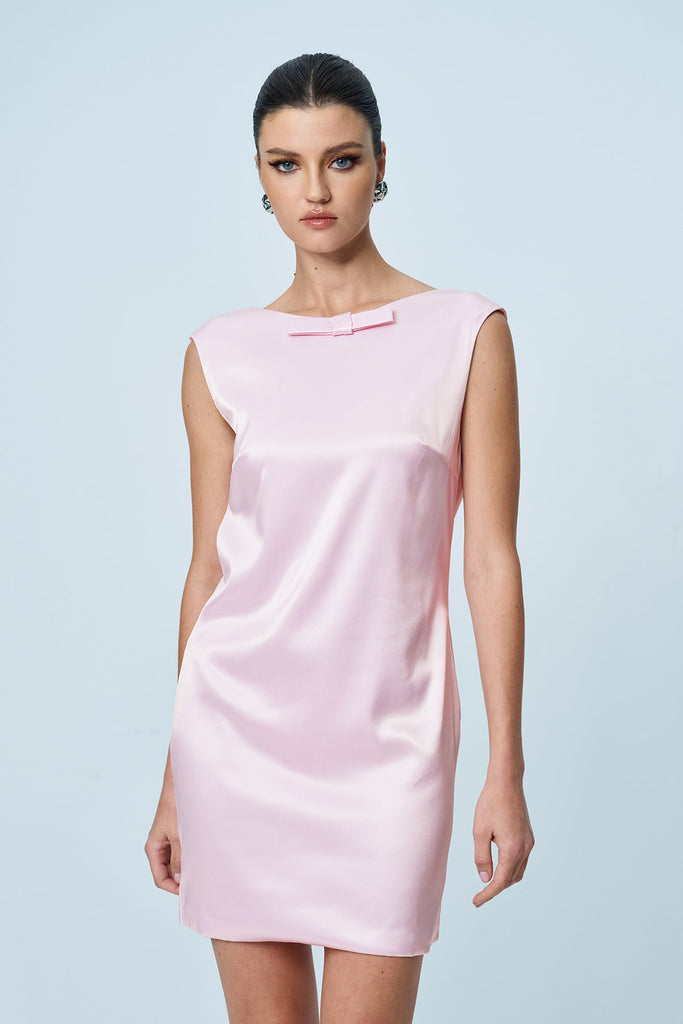 Stylish beautiful dress | Annabel Bow Backless Satin Mini Dress - Ideal for special occasions