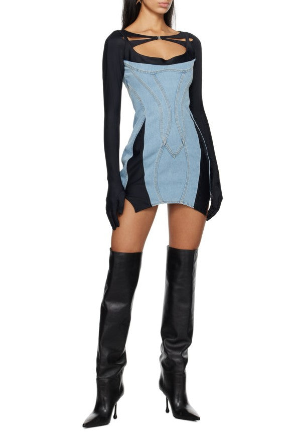 Anne Panelled Denim Mini Dress - Stylish beautiful dress for special occasions | Buy Online