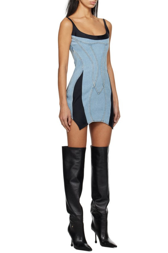 Anne Panelled Denim Mini Dress - Stylish beautiful dress for special occasions | Buy Online