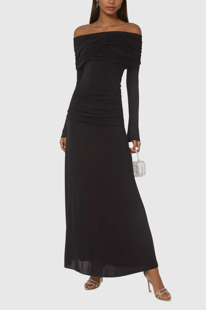 Shop  black dress - Perfect for special occasions | Anneke Off Shoulder Ruch Maxi Dress In Black