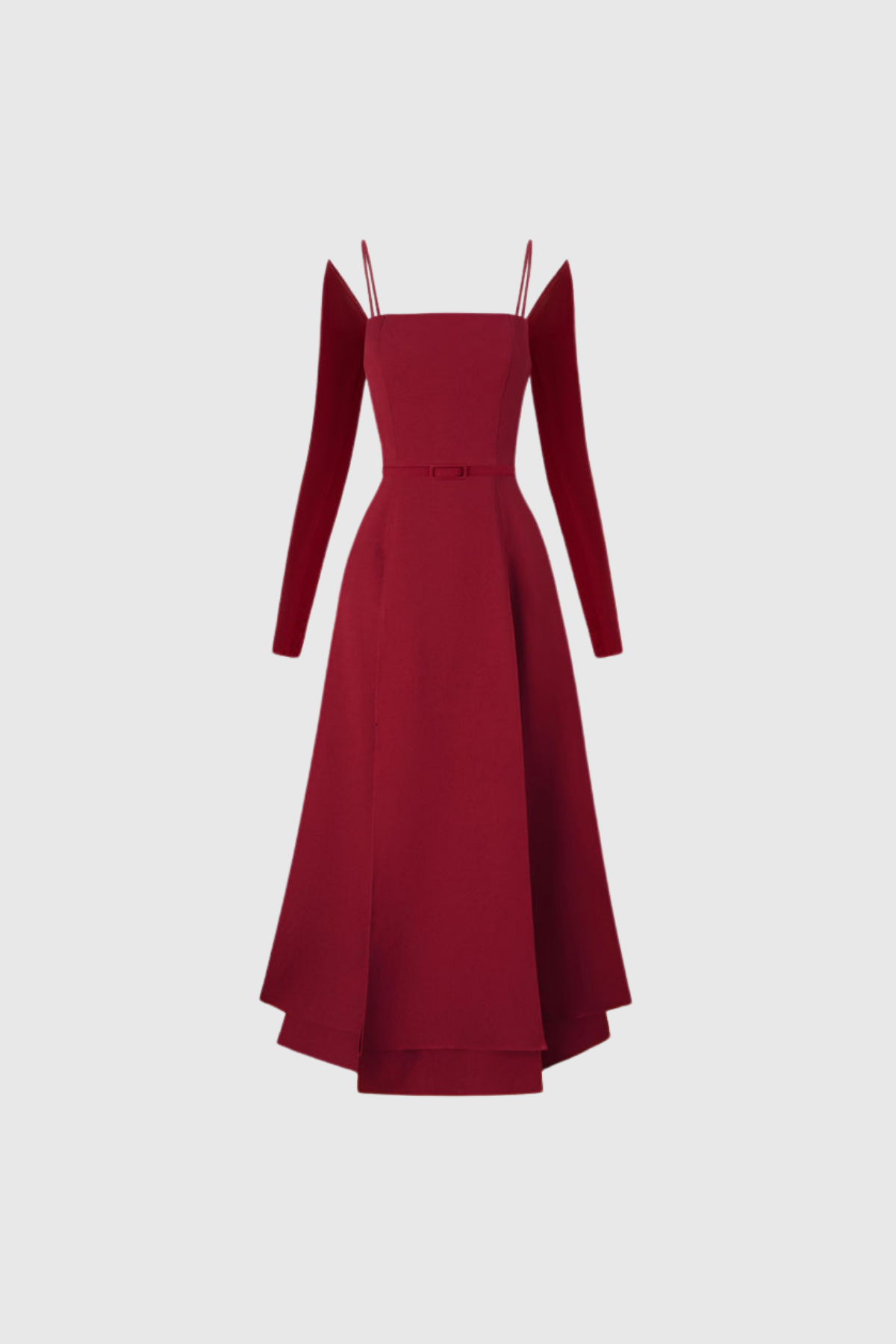 Annelien Lace Up Split Maxi Dress In Red