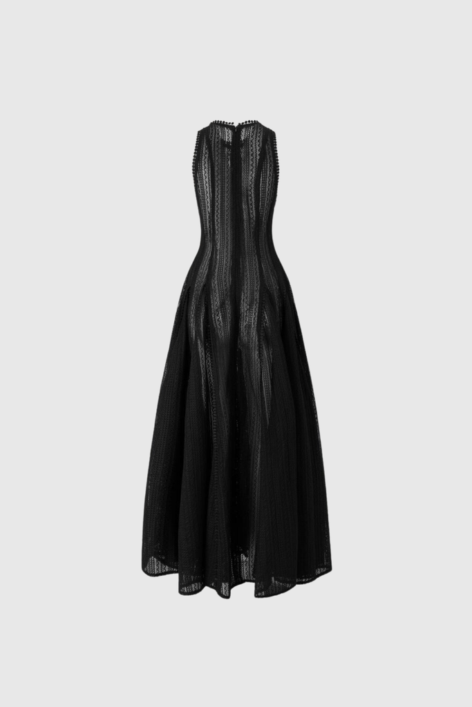 Stylish black dress | Annelise Sleeveless Cutout Ruffle Maxi Dress In Black - Ideal for special occasions