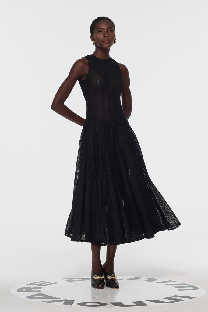 Annelise Sleeveless Cutout Ruffle Maxi Dress In Black - Stylish black dress for special occasions | Buy Online