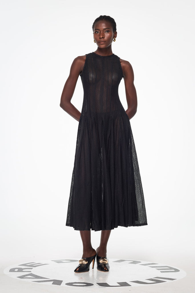 Stylish black dress | Annelise Sleeveless Cutout Ruffle Maxi Dress In Black - Ideal for special occasions